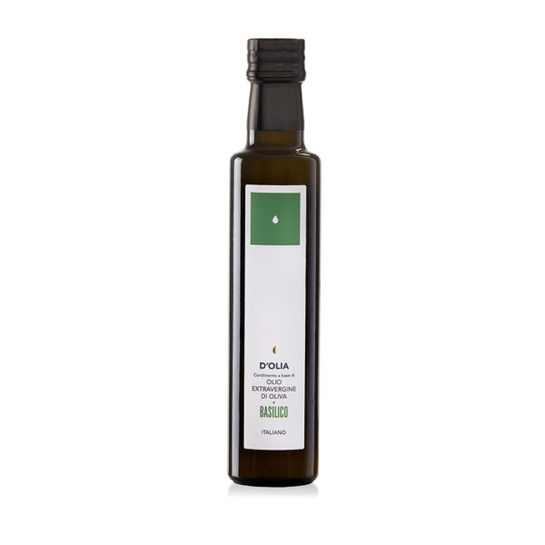 Extra virgin olive oil flavored with essence of basil